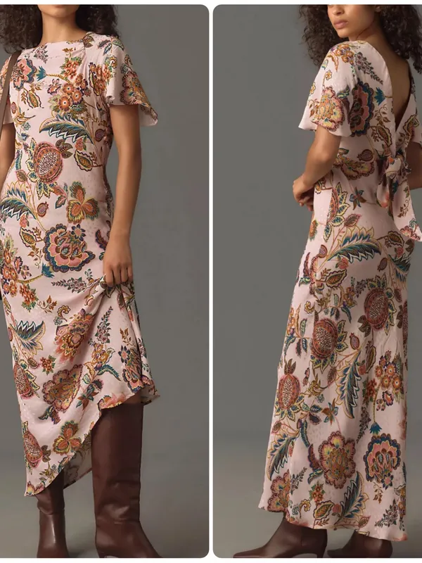 Kachel x Anthropologie Flutter-Sleeve Slip Dress Pink - Image 2