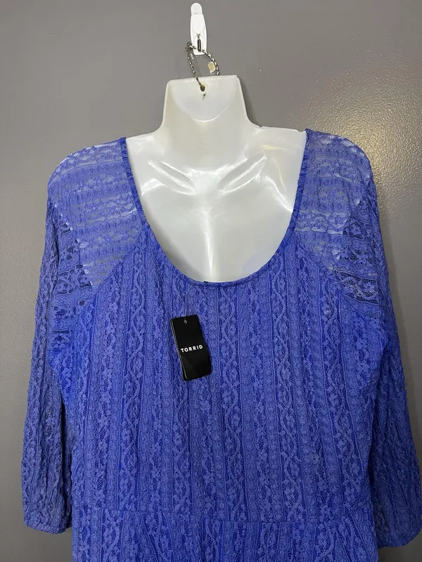 Torrid Dress Womens 2X Blue Lace Fit & Flare Mini 3/4 Sleeve Lined Party - Image 9