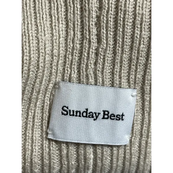Aritzia Sunday Best Unisex Beige Ribbed Knit Cuffed Bonnet Beanie Hat Cap OS - Image 3