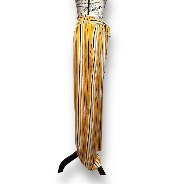 Anthropologie After Market Mustard Striped Wide Leg Pants Tie Waist Boho Resort‎ - Image 4