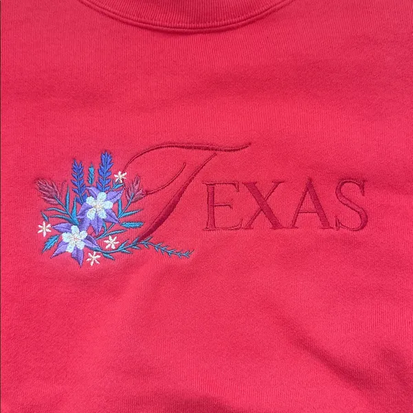 Vintage‎ Pink Embroidered Texas Crew Neck Sweatshirt - Image 3