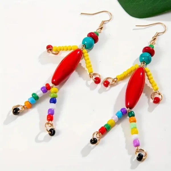 Resin Beaded Dangle Earrings Ethnic Bohemian‎ Style Perfect for Parties & Casual - Image 11