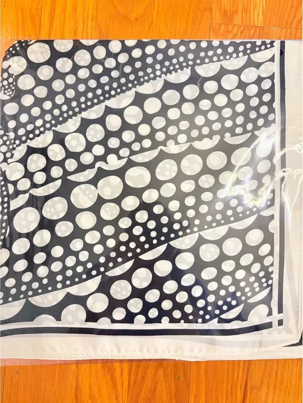 Women's Black and White Polka Dot Satin Polyester Scarf, - Image 4