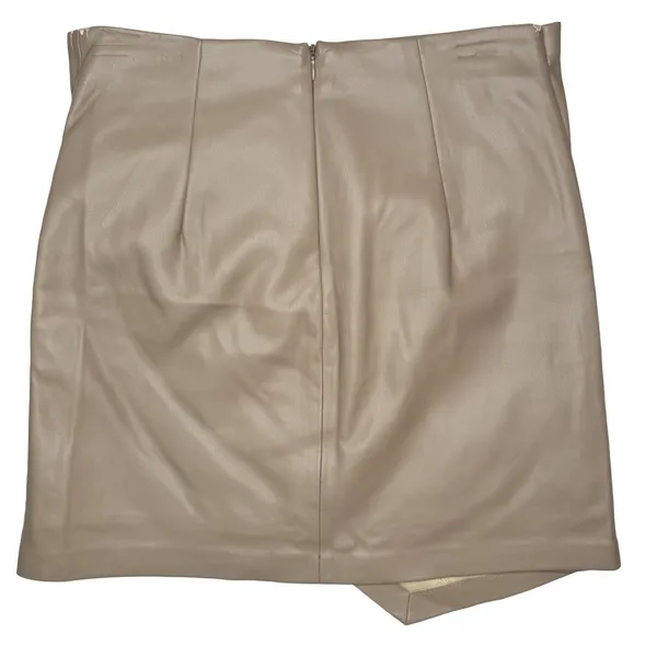 Mango Faux Leather Wrap Skirt NWT Size S Beige Draped Asymmetrical Mini Skirt - Image 3