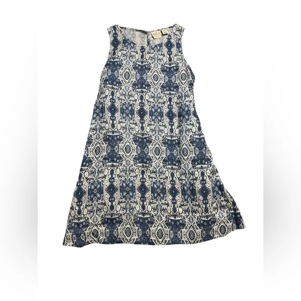 🌿✨ Rachel Zoe 100% Linen Blue Boho Print Sleeveless Dress M ✨🌿‎ - Image 2
