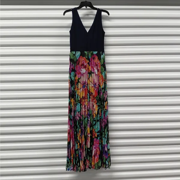 Xscape Womens Formal Evening Gown Size 4 Navy Floral Maxi Dress Wedding Party - Image 10