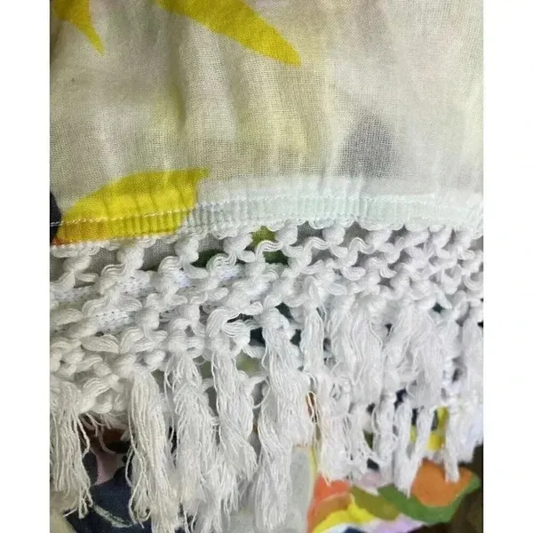 Roller Rabbit Tunic Top Serafina Fruit Print Cotton Gauze Fringe XL‎ Swim Resort - Image 5
