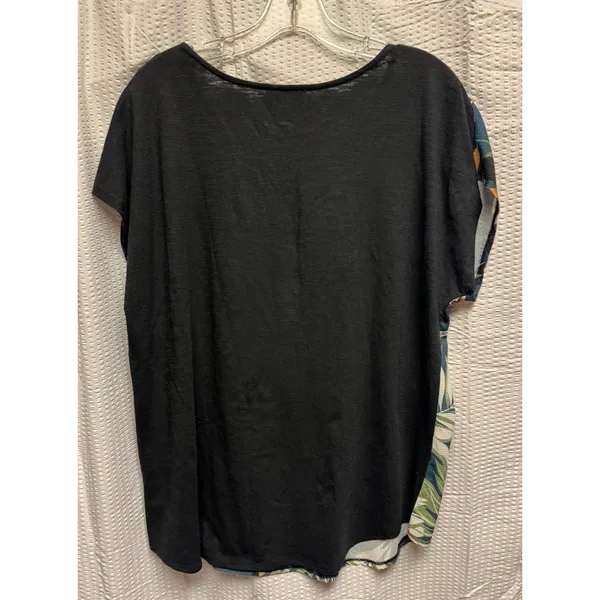 With Love Women's Tropical Leaf Green Yellow‎ Brown Tassel Necklace Blouse SZ L - Image 10