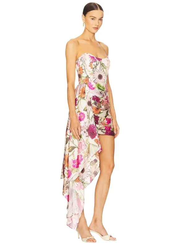 Katie May Chasing Dawn Gown in Pink Daisy Large Womens Mini Strapless - Image 2