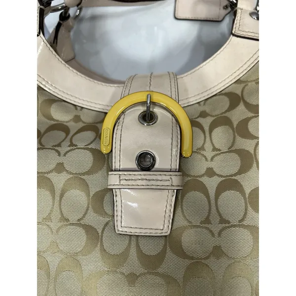 Coach Hamilton Hobo F17403 Signature Jacquard Beige Leather Shoulder Bag - Image 12