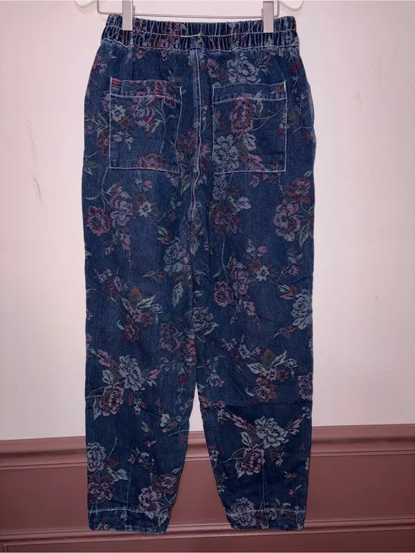 BDG Floral Tapestry Denim Jogger Pants - Navy Ground with Multi-Color Florals - Image 6