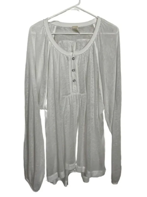 We the free Acadia white semi sheer long sleeve Henley top large - Image 4