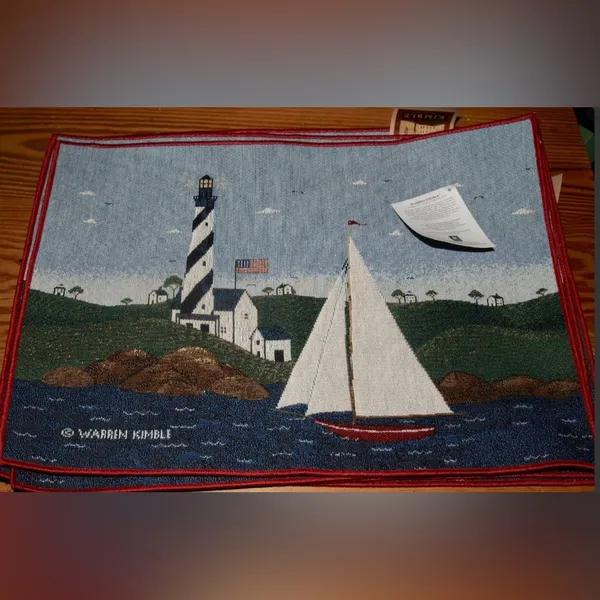 Handmade 16.5”x12” Tote Bag Tapestry Warren Kimble "Coastal Breeze" Placemats - Image 2