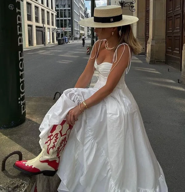 Zara dress maxi poplin ruffle flowy white corset bohemian summer vacation - Image 14