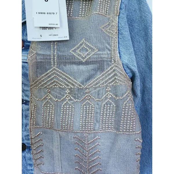 NWT Levis Womens Trucker Denim Jacket Western Boho Embroidered Small Cowgirl - Image 9