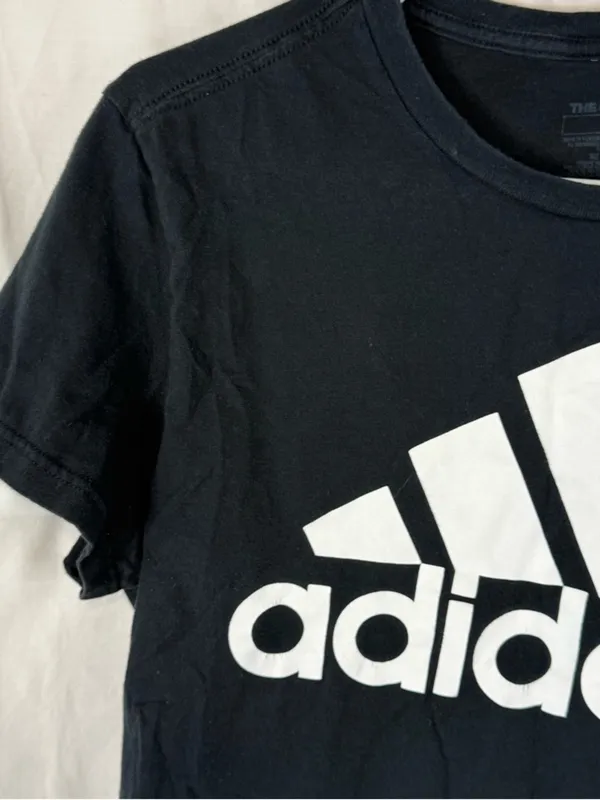 adidas Black Tee with White Trefoil-Style Logo - Image 3