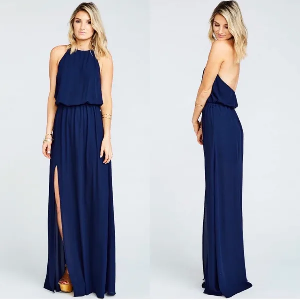 NWT Revolve Show me Your Mumu Heather halter navy side slit maxi dress small - Image 11