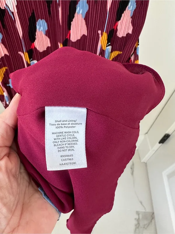 Halogen Pleated Floral-Print Sleeveless Dress - Burgundy Size Large - Image 11
