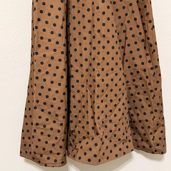 Petal & Pup Polka Dot Midi Dress Womens Large Brown Pinup Retro Brown‎ Black - Image 6