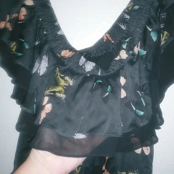 Sam Edelman 0 XS Silk Butterfly Off the Shoulder Black Dress - Image 12