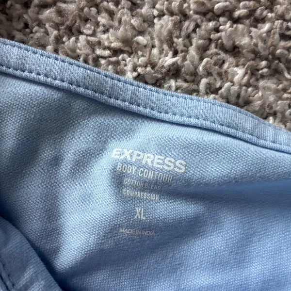 Express Body Contour Light Blue Square Neck Short Sleeve Bodysuit XL NWT - Image 3