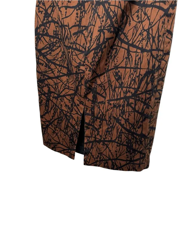 David Meister Brown and Black Abstract Print Square Neck Sheath Dress Size 4 - Image 5