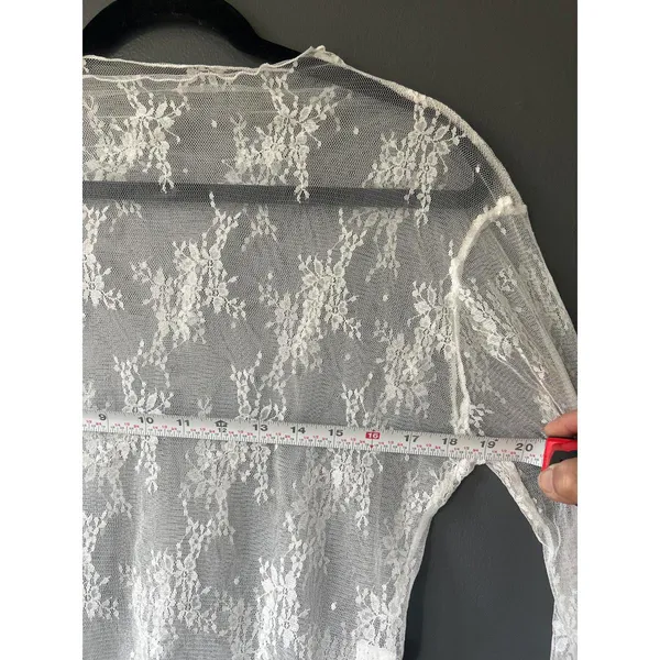 White Sheer Lace Long Sleeve Top XXL - Image 6