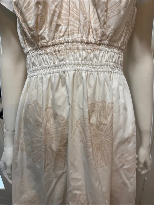 Marie Oliver Emilia White & Beige Floral Fit-and-Flare Dress Size Medium - Image 5