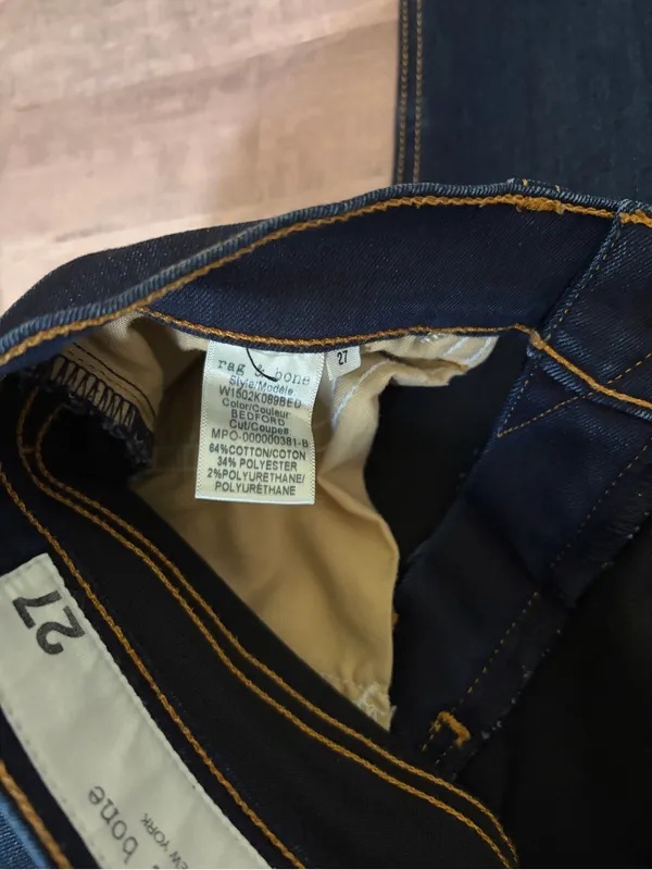 Rag & Bone Skinny Jeans Size 27 Dark Wash Stretch Denim Contrast Stitching - Image 3