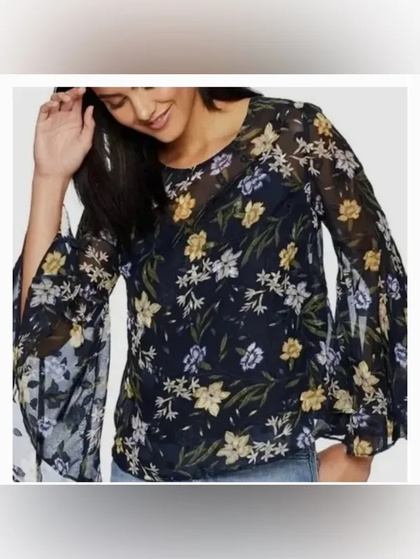 ASTR "The label" Ladies Beautiful Sheer,‎ Open Back Nicole Miller Blouse Size Xs - Image 2