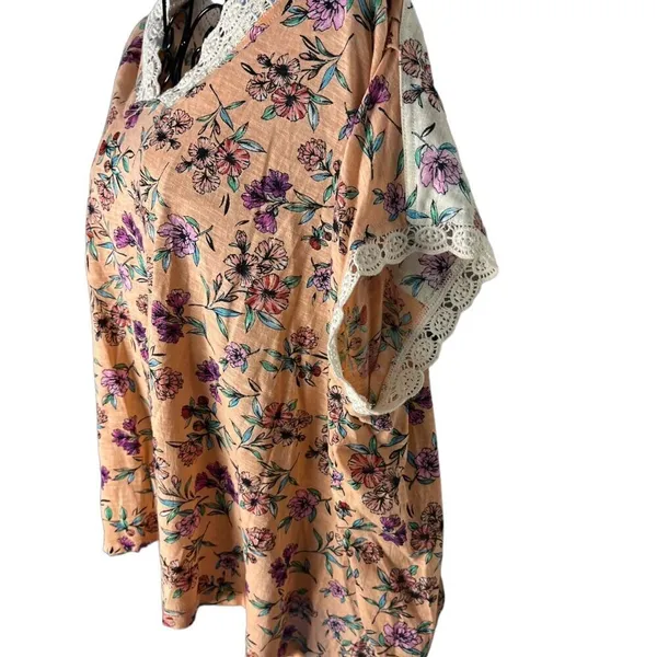 5/$25 For The‎ Republic M Short Sleeve Embroidered Lace Trim Floral Cottage New - Image 2