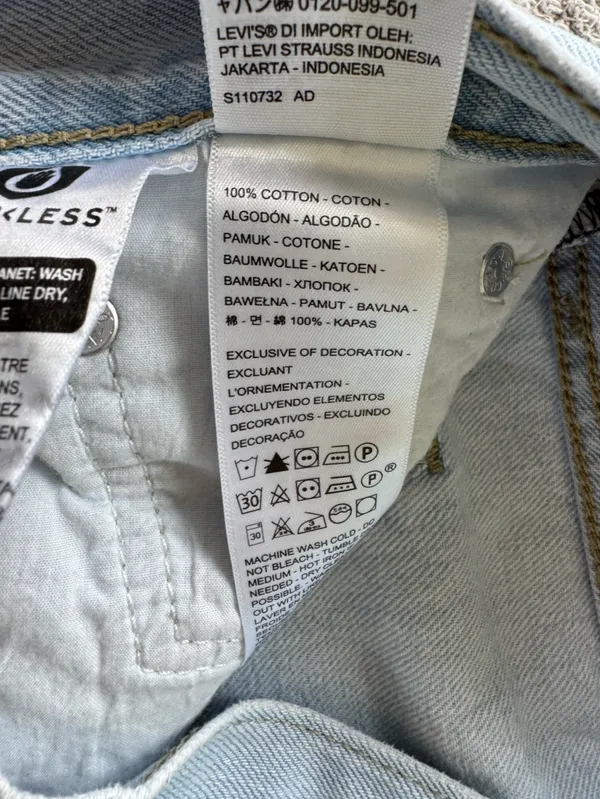 Levi's Low Pro Straight Light Wash Denim Jeans Distressed Knee Rips Size 28 - Image 7