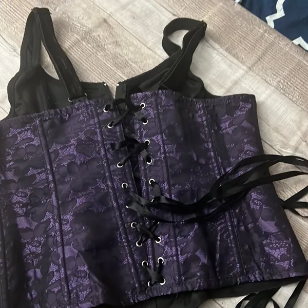 Corset style top purple/black damage zipper M - Image 7