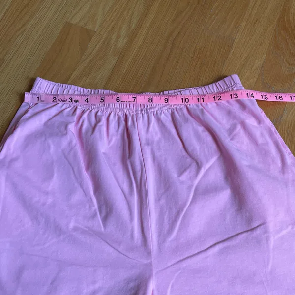 OOQONQ Women’s Pink Pajama Shorts Set Crew Neck Short Sleeve Cotton M - Image 9