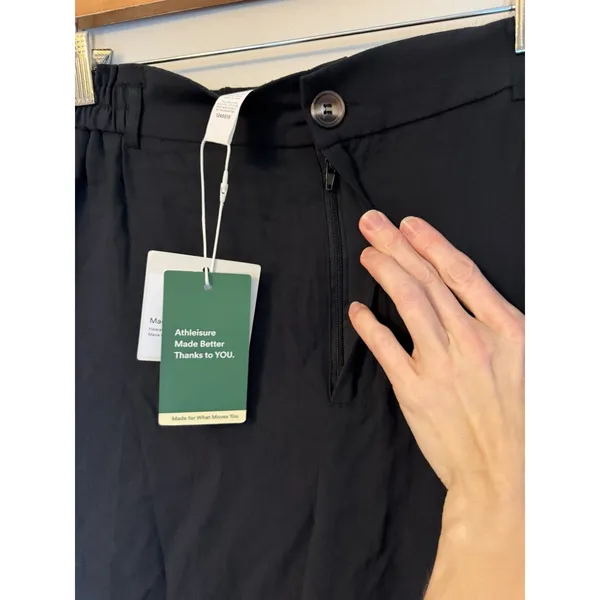 NWT Halara High Waisted Zipper Pocket Capri Linen Feel Pants in Black Size XL - Image 12