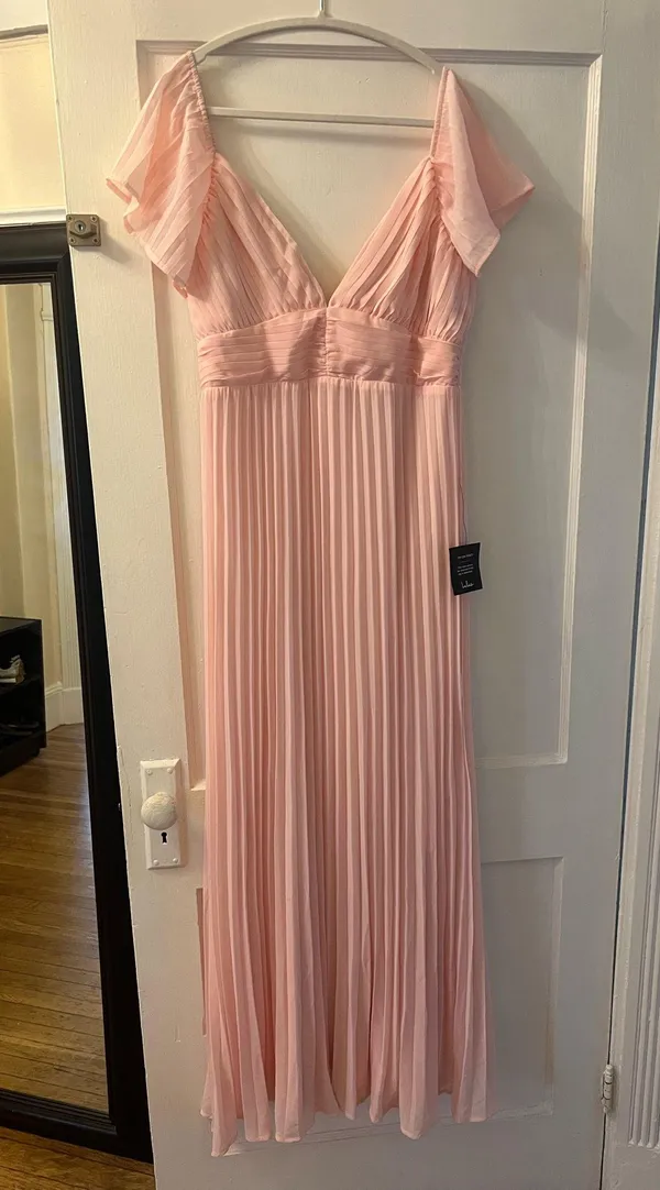 Lulus Ideal Occasion Pink Pleated Flutter Sleeve Maxi Dress - Image 4