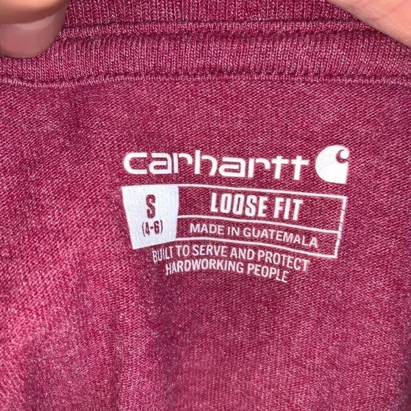 Carhartt red loose fit streetwear S workwear T-shirt - Image 3