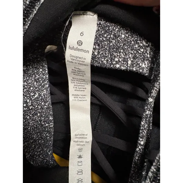 Lululemon Flow Y Bra Nulu Black White Speckled Yoga Sports Bra Size‎ 6 - Image 3