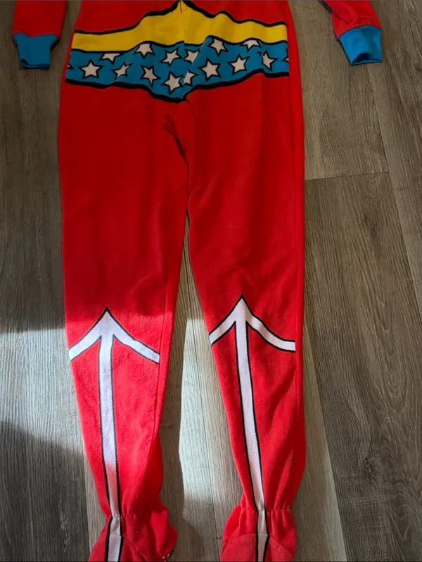DC Comics Red Wonder Woman-Inspired Girls One-Piece Pajamas - Image 4