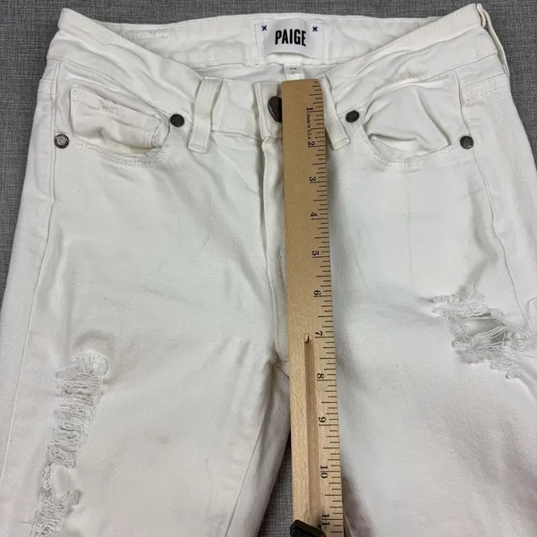 Paige Verdugo Ultra Skinny Jeans Womens 25 White Distressed Stretch Denim - Image 4