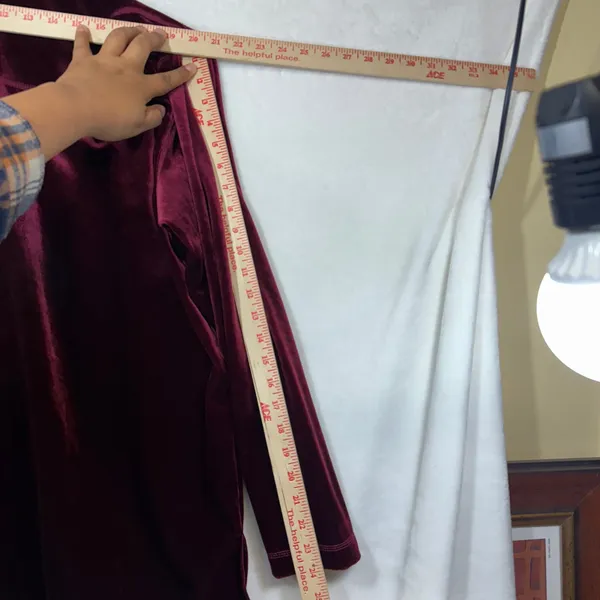 Vintage‎ Honors L Burgundy Velvet Button Down Shirt Y2K Soft Vamp Retro Lounge - Image 7