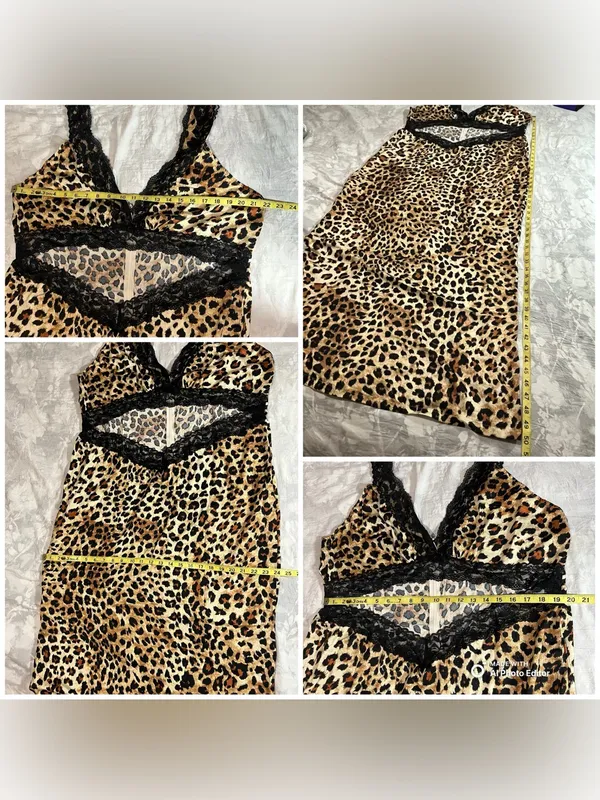 PrettyLittleThing Plus Leopard Satin Lace Cut Out Maxi Dress 18 NWT - Image 14