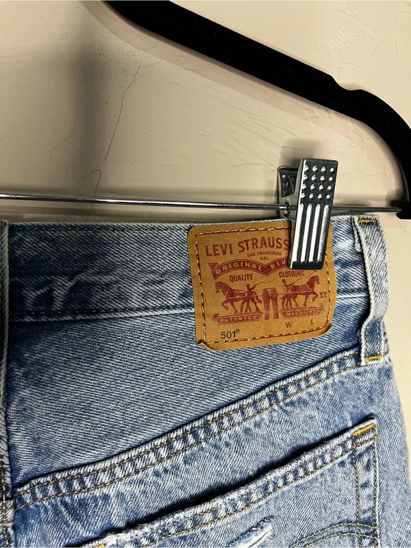 Levi’s 501 High Rise Distressed Button Fly 6 in Inseam Cut Off‎ Raw Hem Shorts - Image 6