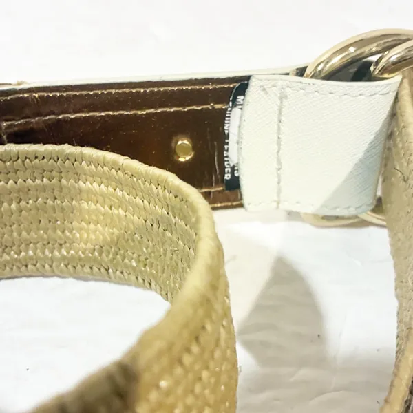 Michael Kors Women's White Orange Leather Straw Stretch Belt‎ D Ring Adjustable - Image 4