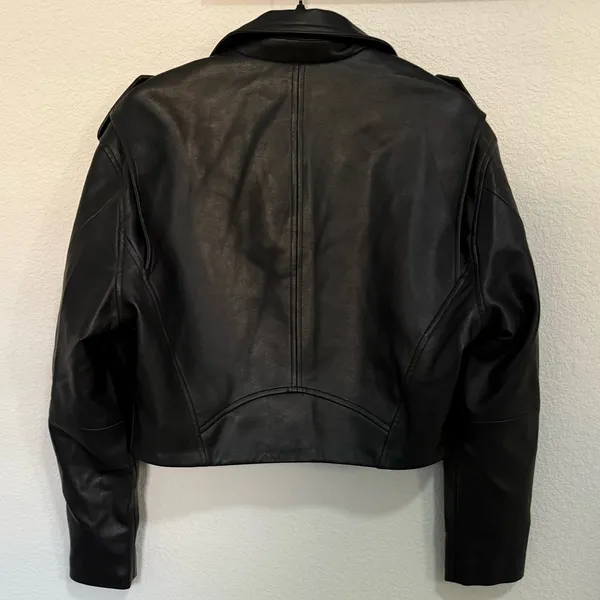 BLANKNYC High Standard Vegan Faux-Leather Crop Moto Jacket Black Size S Small - Image 8