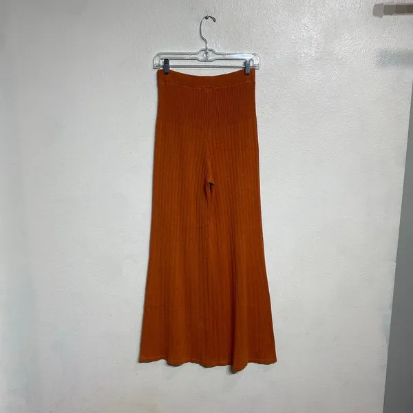 Free People Orange Keep It Real Ribbed Flare Pant Sz M - Image 12