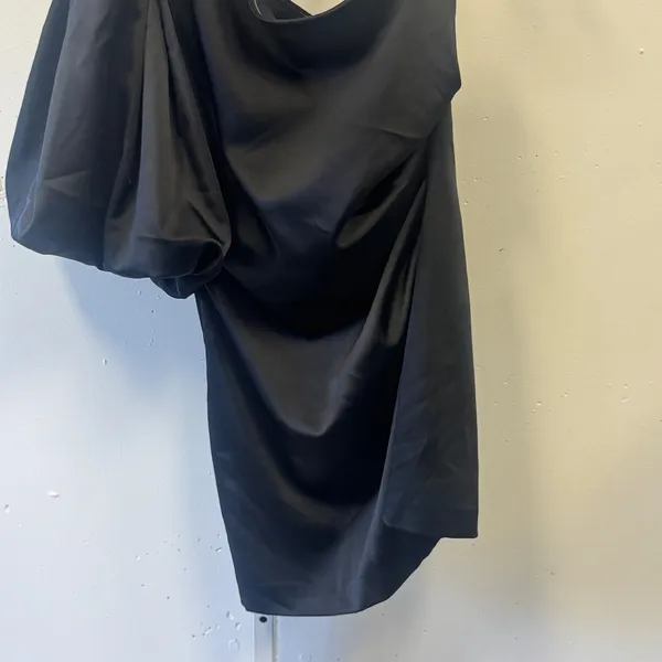 Imperial‎ Fashion Italian Black One Shoulder Puff Sleeve Mini Dress Party Small - Image 4