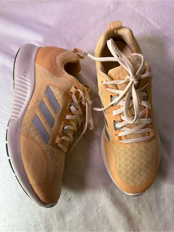 adidas Women's Peach/Tan Knit Athletic Sneakers - Image 5