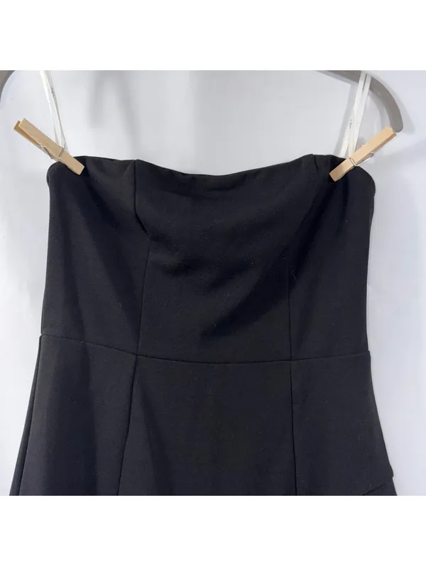 Lulu’s Black Strapless Ruffle Hem Mini Dress M - Image 2