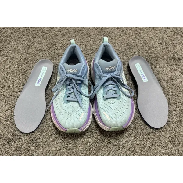 HOKA ONE ONE Bondi 8 Running Shoes Chalk Violet Pastel Lilac Sneaker Sz 8 Wide - Image 9